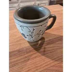 VTG Korean Handmade Crackle Glaze Celadon Tea Cup w Strainer Asian Floral Set